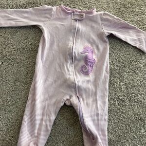 Carter's Lavender Striped Footie with Seahorse